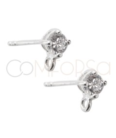 Sterling silver 925 cubic zirconia earring with jumpring 4mm