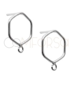 Sterling silver 925 hexagon earring with jumpring 12mm