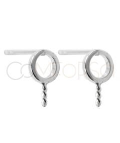 Sterling silver 925 circle stud earring with peg 6mm