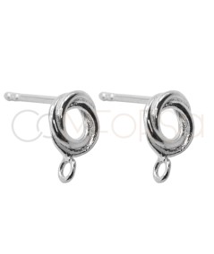 Sterling silver 925 triple circle stud earring with open jumpring 8mm