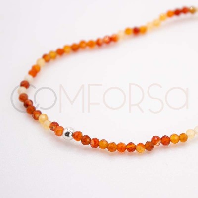 Sterling silver 925 elastic bracelet with orange Agate stones