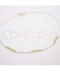 Sterling silver 925 anklet with intercalated Peridot stones
