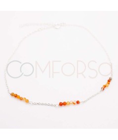 Sterling silver 925 anklet with intercalated Orange Agate stones