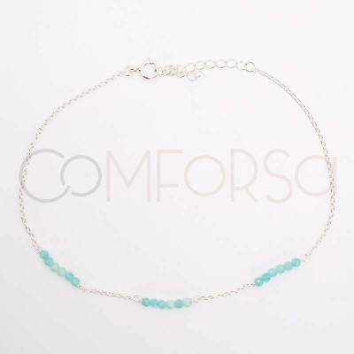 Sterling silver 925 anklet with intercalated Amazonite stones