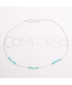 Sterling silver 925 anklet with intercalated Amazonite stones