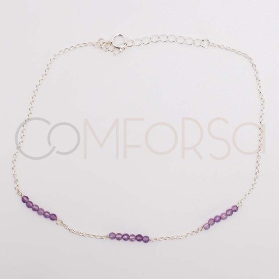 Sterling silver 925 anklet with intercalated Amethyst stones