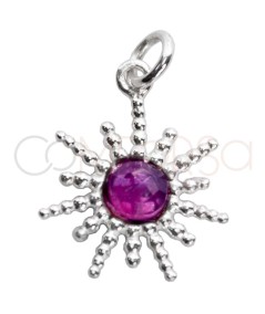 Sterling silver 925 bead sun with Amethyst pendant 14mm