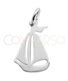 Sterling silver 925 sailboat pendant 9 x 14.4mm