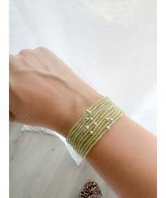 Sterling silver 925 elastic bracelet with Peridot stones