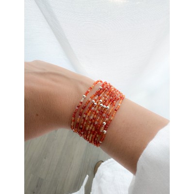 Sterling silver 925 elastic bracelet with orange Agate stones