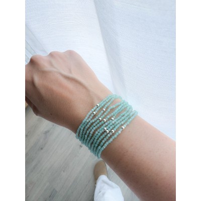 Sterling silver 925 elastic bracelet with Amazonite stones