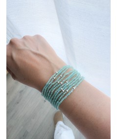 Sterling silver 925 elastic bracelet with Amazonite stones