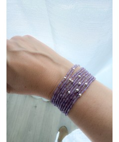 Sterling silver 925 elastic bracelet with Amethyst stones