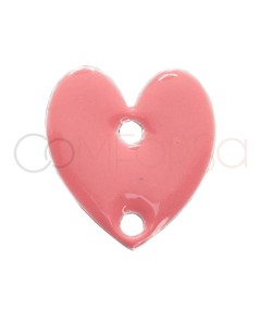 Sterling silver 925 pink enamelled heart connector 10 x 12mm