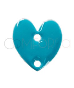 Sterling silver 925 blue enamelled heart connector 10 x 12mm