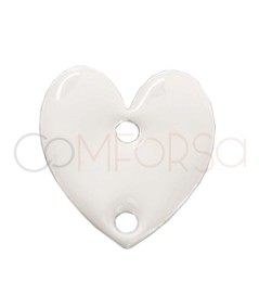 Sterling silver 925 white enamelled heart connector 10 x 12mm