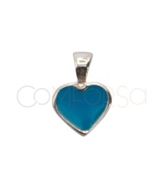 Sterling silver 925 mini blue heart pendant 5mm