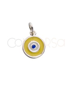 Sterling silver 925 yellow Turkish eye pendant 9mm