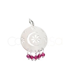 Sterling silver 925 Arabius pendant 15mm pink