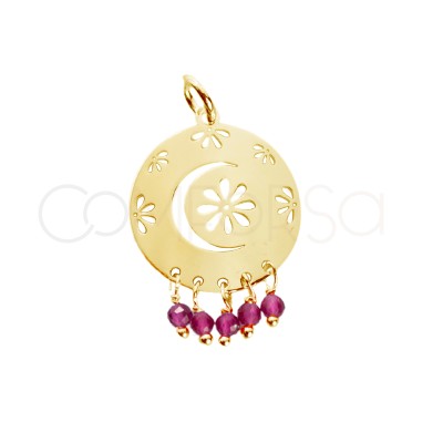 Sterling silver 925 Arabius pendant 15mm pink