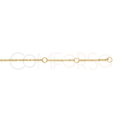 Gold-plated sterling silver 925 twisted rope anklet 22 + 4cm