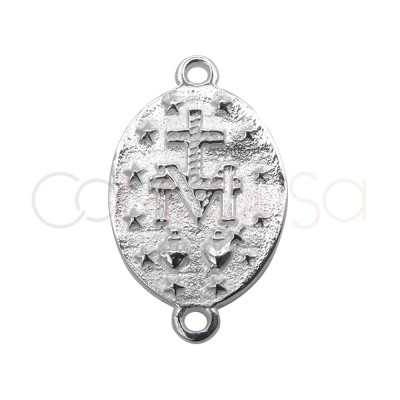 Sterling silver 925 Virgin of the Miraculous medallion connector 12 x 17mm