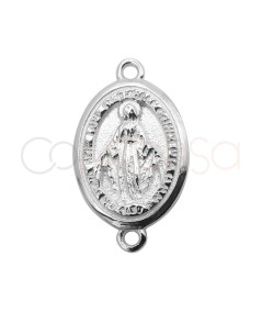 Sterling silver 925 Virgin of the Miraculous medallion connector 16 x 20 mm