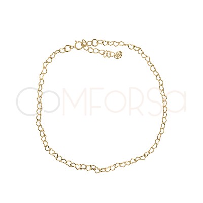 Gold-plated sterling silver 925 hearts bracelet 16 + 4cm