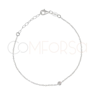 Sterling silver 925 bracelet with central zirconia 17 + 3cm