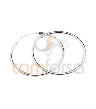 Sterling silver 925 Hoop earrings 2 mm thick 20 mm