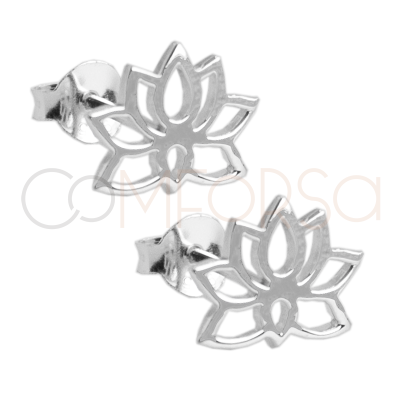 Sterling silver 925 mini lotus earrings 10.5 x 8mm