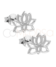 Sterling silver 925 mini lotus earrings 10.5 x 8mm