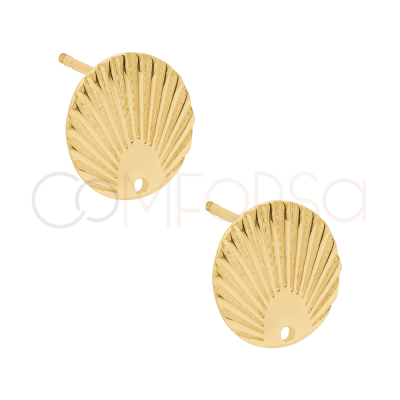 Gold-plated sterling silver 925 wavy earrings 12.5mm