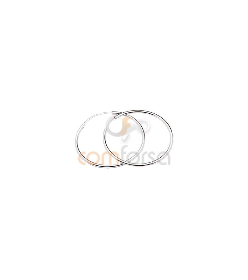 Sterling silver 925 Hoop earrings 2mm thick 40 mm