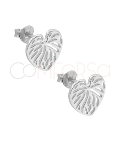 Sterling silver 925 cut-out monstera leaf earrings 10mm