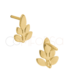 Gold-plated sterling silver 925 branch earrings with jump ring 8 x 10mm
