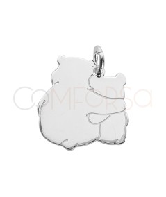 Sterling silver 925 hugging bears pendant 12 x 18mm