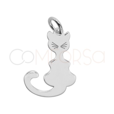 Sterling silver 925 plain cat pendant 11 x 18mm