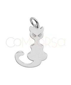 Sterling silver 925 plain cat pendant 11 x 18mm