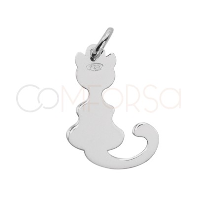 Sterling silver 925 plain cat pendant 11 x 18mm