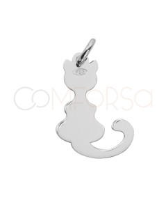 Sterling silver 925 plain cat pendant 11 x 18mm