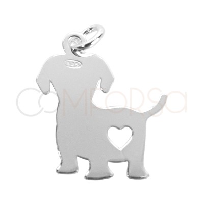 Sterling silver 925 labrador with heart pendant 18 x 17mm