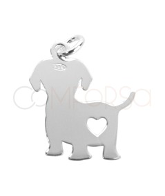 Sterling silver 925 labrador with heart pendant 18 x 17mm