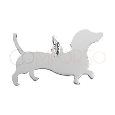 Sterling silver 925 Dachshund silhouette pendant 25 x 12mm