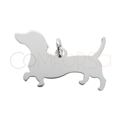 Engraving + Sterling silver 925 Dachshund silhouette pendant 25 x 12mm