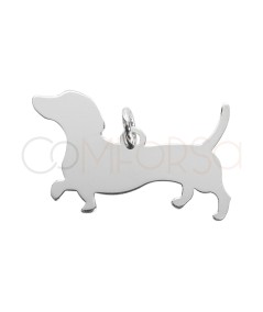 Engraving + Sterling silver 925 Dachshund silhouette pendant 25 x 12mm