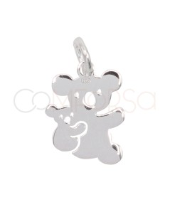 Sterling silver 925 koala with baby pendant 9 x 10mm