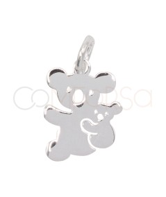 Engraving + Sterling silver 925 koala with baby pendant 9 x 10mm