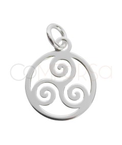 Sterling silver 925 cut-out triskel pendant 12mm