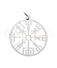 Sterling silver 925 Vegvisir compass pendant 20mm